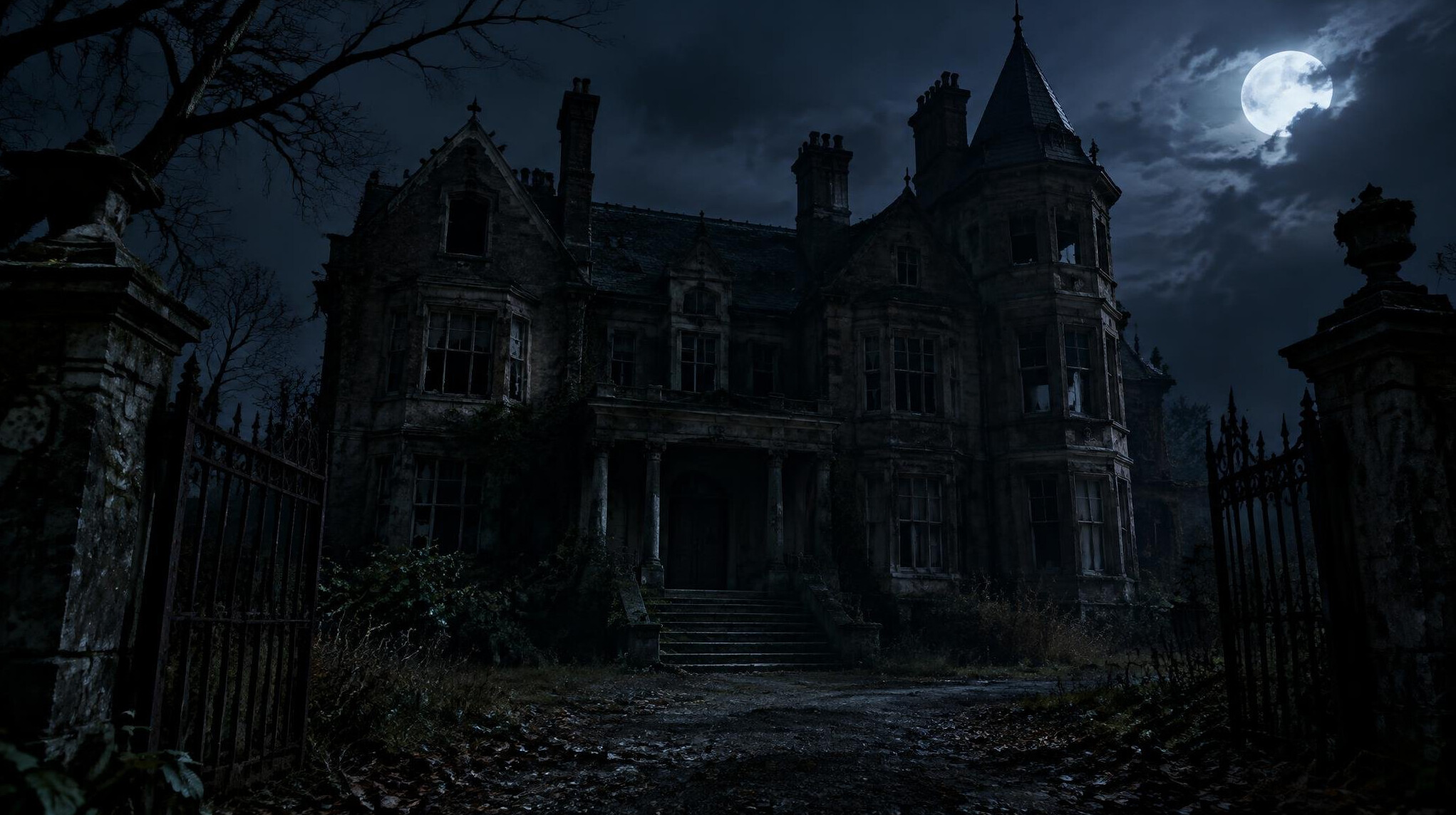 old mansion at night